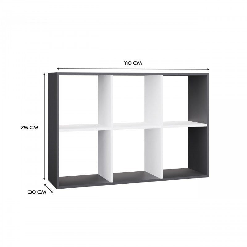 MALAX 2X3 Shelving Unit Anthracite/White - Model MALAX 2X3