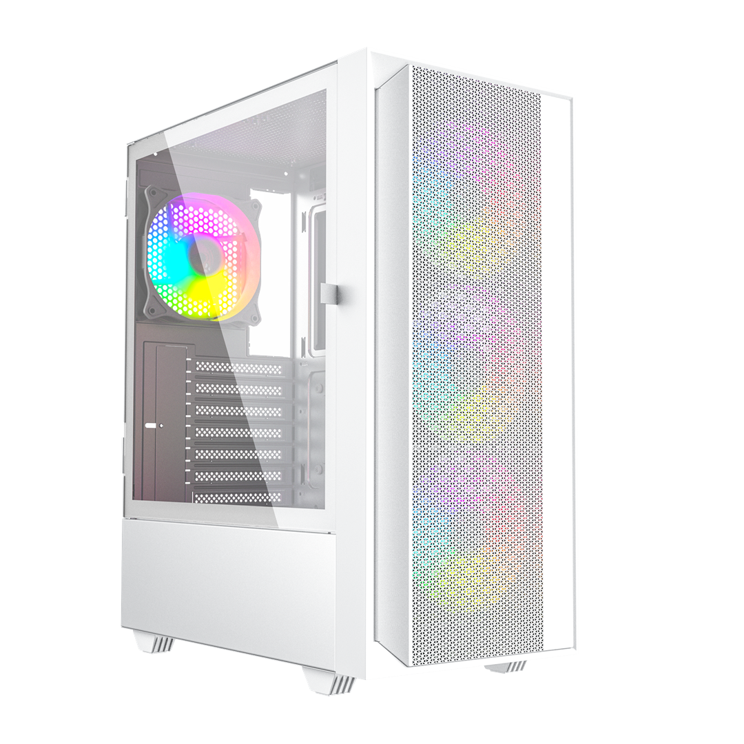 Gembird Fornax 4000W ARGB gaming ATX computer case  Midi Tower  backlight  White