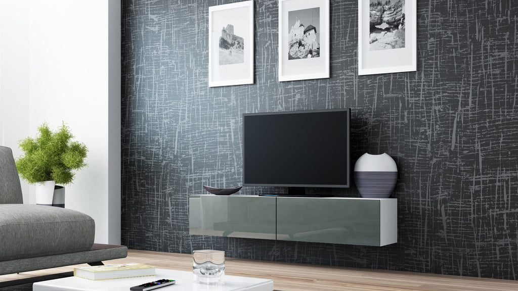 VIGO TV Stand 140 cm White/Grey Gloss RTV VIGO140