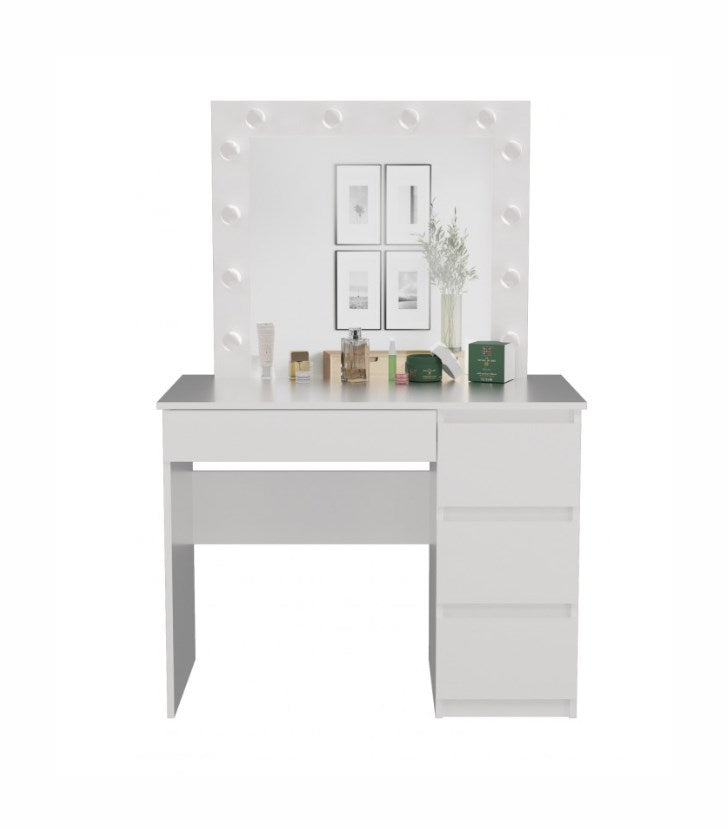 MIJAS Dressing Table Set Right-Handed White + MARINA Mirror