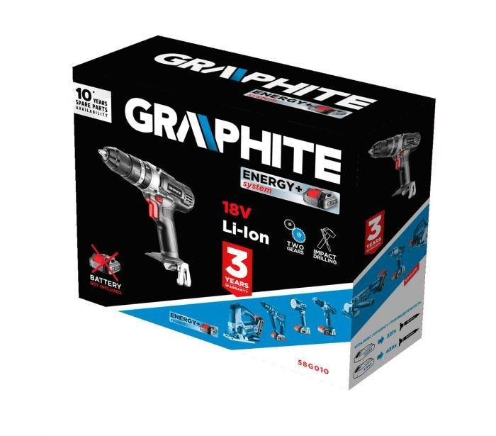 GRAPHITE Cordless Drill 58G010 - 18V, 1250 RPM, 1720 g, Keyless Chuck