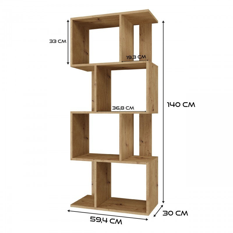Fiesta 4P Shelving Unit in Artisan Oak - 59.5x30x140 cm
