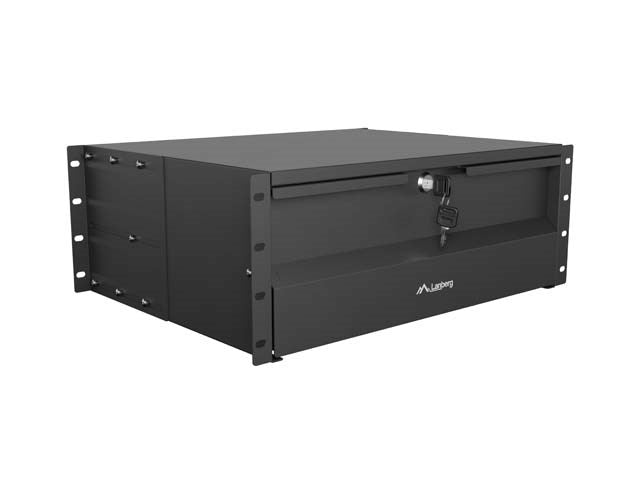 Lanberg 19  Rack Cabinet Drawer 4U 360 mm Black (4U/483 × 360 mm  Load Capacity up to 90 kg  4-Point Mounting)
