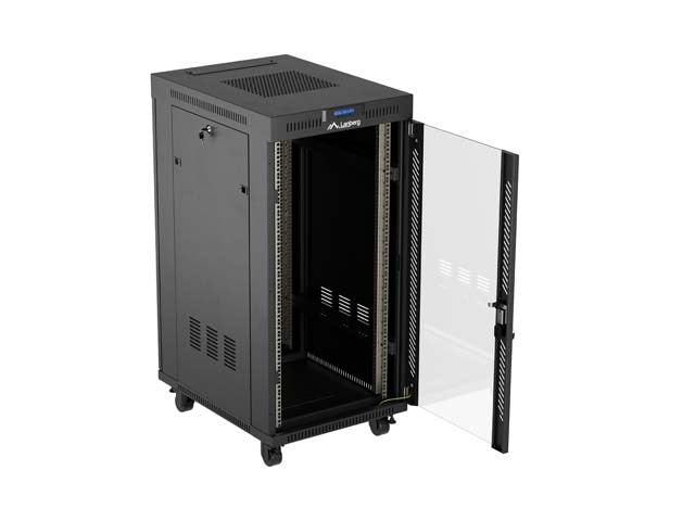 Lanberg Rack Installation Cabinet 24U 600x800 Black Glass Door V2