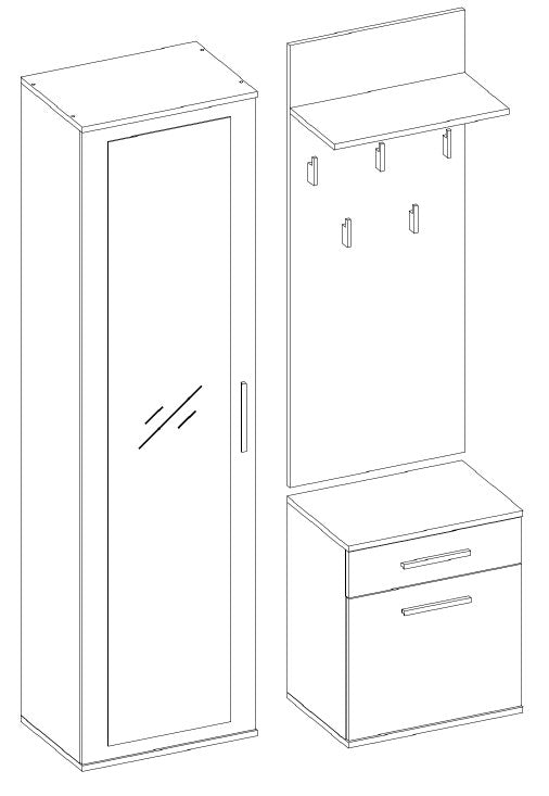 Topeshop GAR DUO BIEL Entryway Cabinet with Mirror and Shoe Storage - Matte White