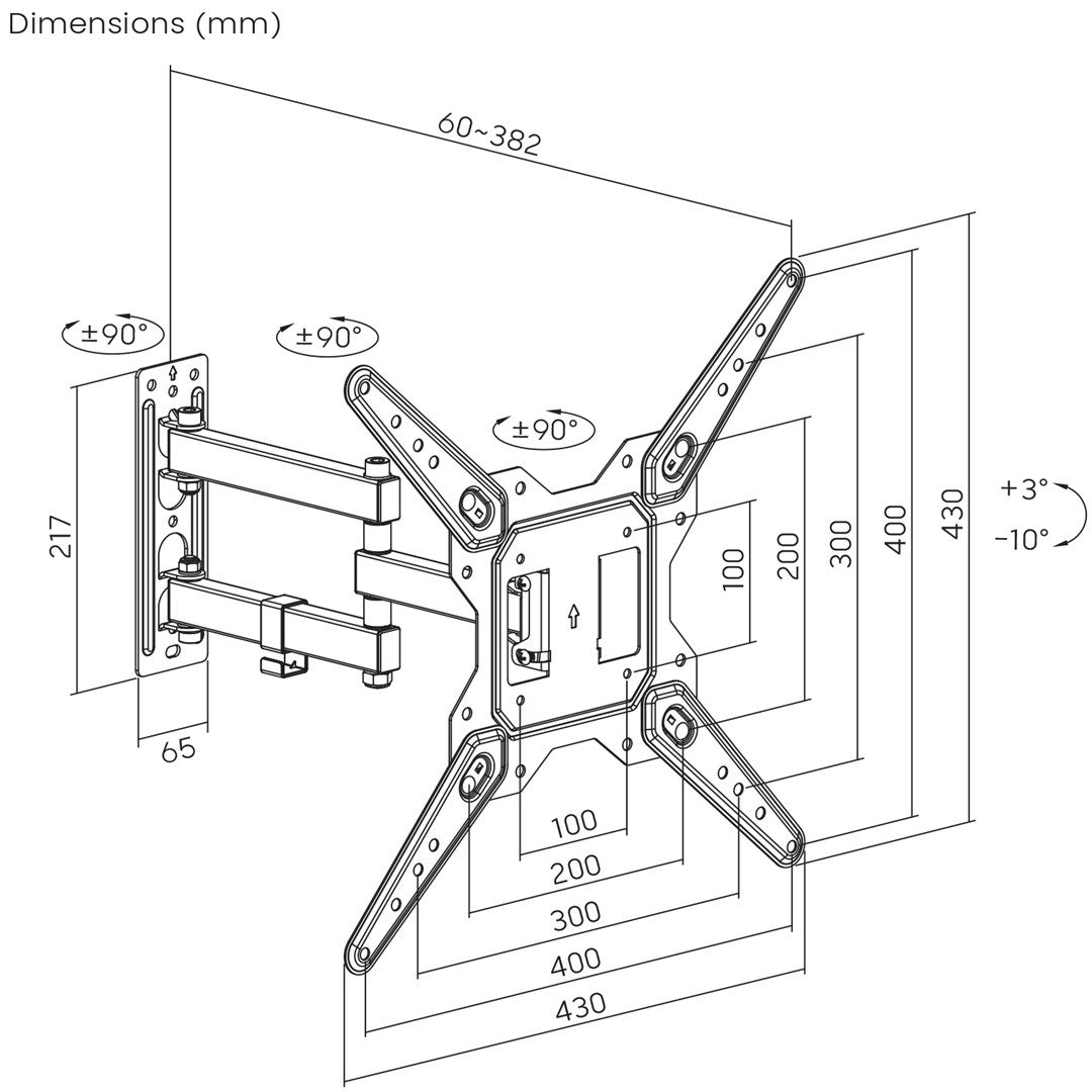 Maclean MC-701N Universal TV Mount VESA 400x400 23-55" 30 kg Black