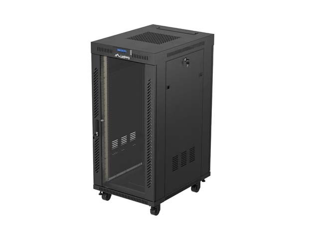 Lanberg Rack Installation Cabinet 24U 600x800 Black Glass Door V2