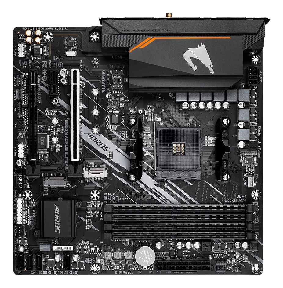 GIGABYTE AORUS B550M ELITE AX - Motherboard - micro ATX - Socket AM4 - AMD B550 Chipset - USB 3.2 Gen 1 - Gigabit