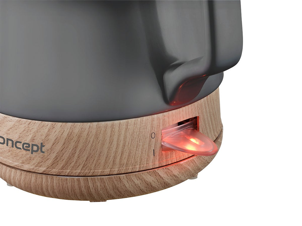 CONCEPT Electric Kettle 1 L 1200 W RK0062 Anthracite, Wood 255 mm Width 210 mm Length 205 mm Height