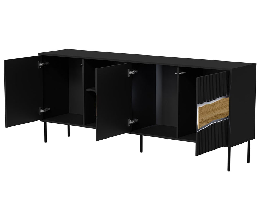 Cama INSERTO 3D1W Chest of Drawers 190 x 40 x 80 cm Black + LED 190x40x80