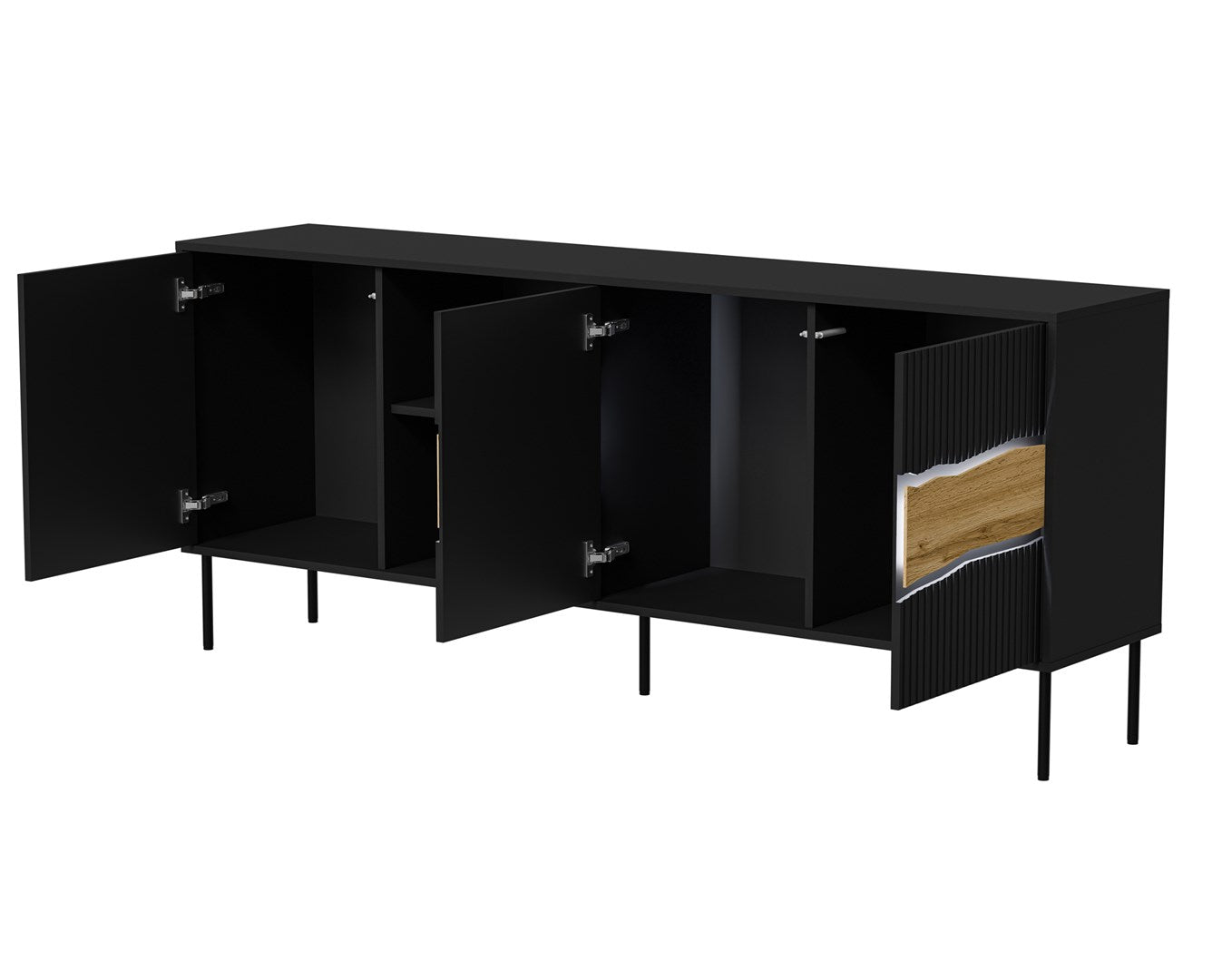 Cama INSERTO 3D1W Chest of Drawers 190 x 40 x 80 cm Black + LED 190x40x80