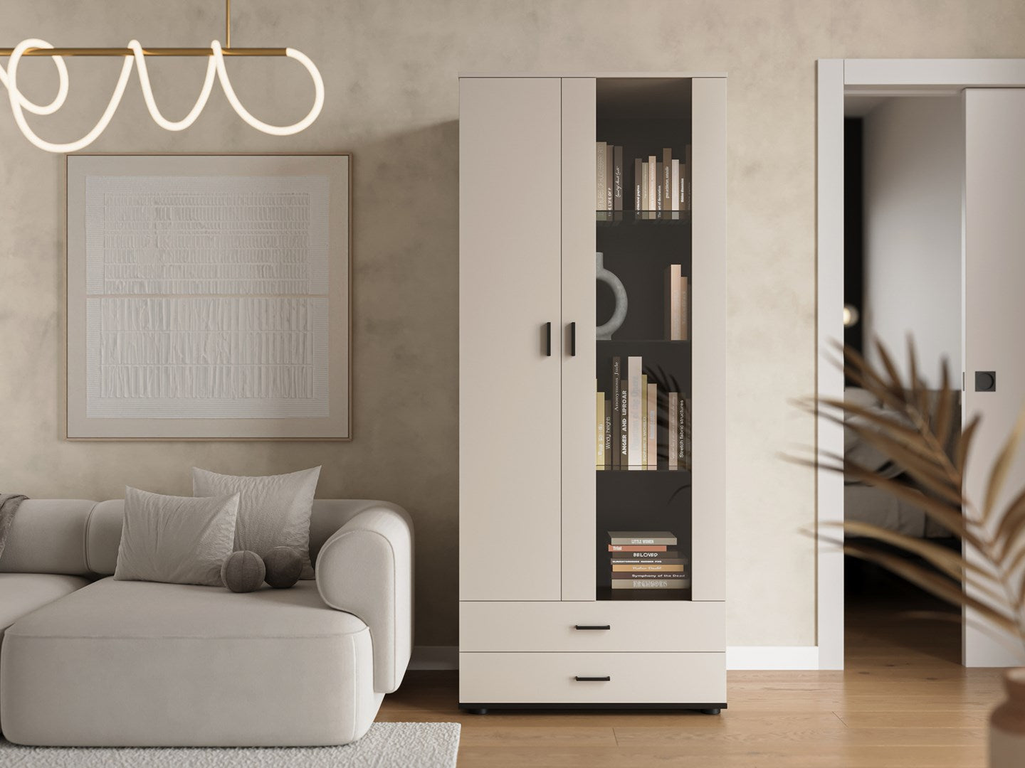 Cama S6 SOHO Display Cabinet 80x41x192 Cashmere + Black