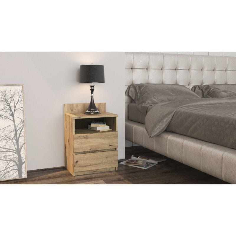 M1 Topeshop Nightstand 2 Drawers Artisan Oak