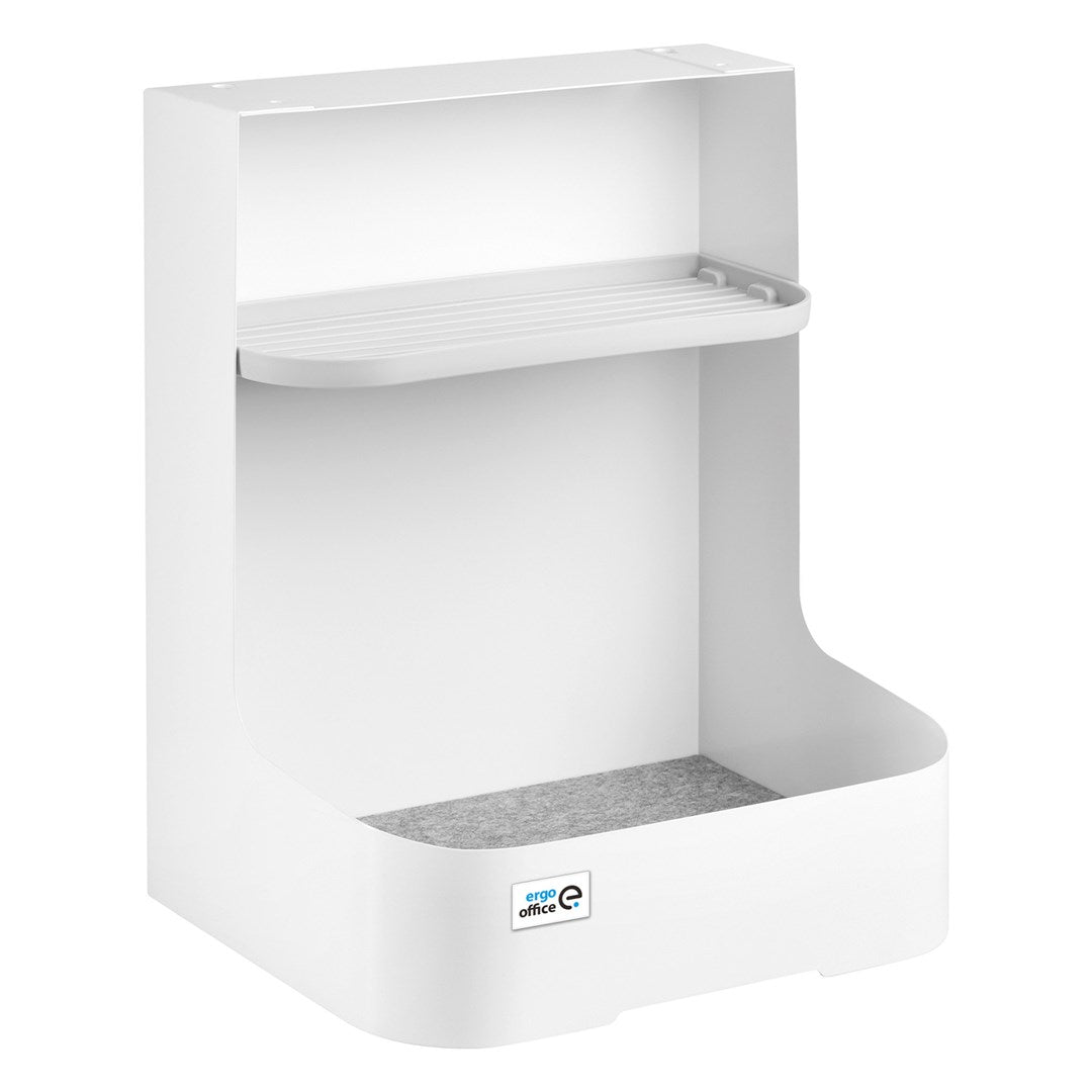 Ergo Office Under-Desk Storage Box Organizer with Accessories Shelf White Max. 5 kg ER-442