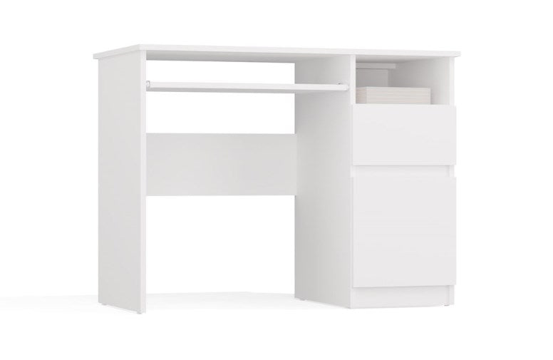 PORTO Right Desk with Drawer and Keyboard Shelf White Model PORTO RIGHT