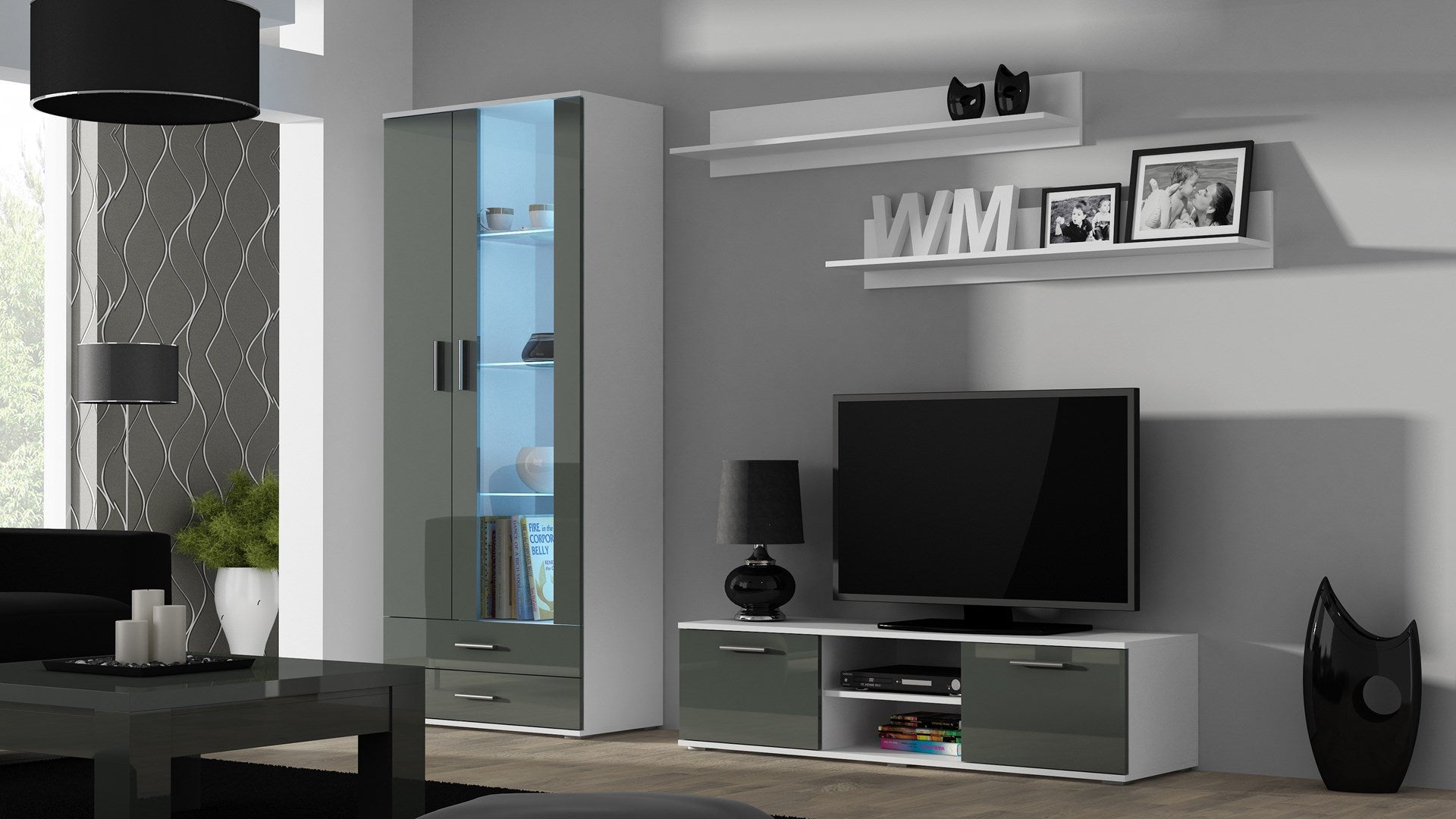Cama TV Stand SOHO 140 White/Grey Gloss