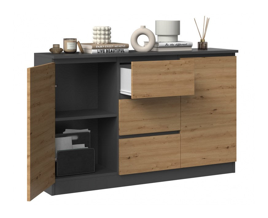 2D3S Chest of Drawers 120x30x75 cm Anthracite/Artisan 2D3S