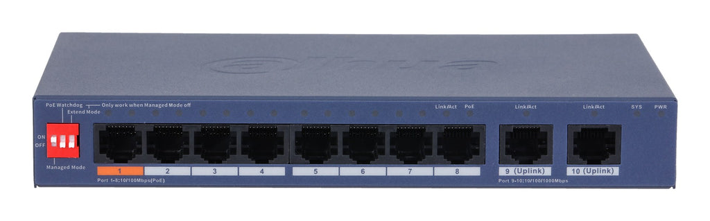DAHUA Manageable Gigabit PoE Switch CS4010-8ET2GT-60 8-Port-PoE-Switch