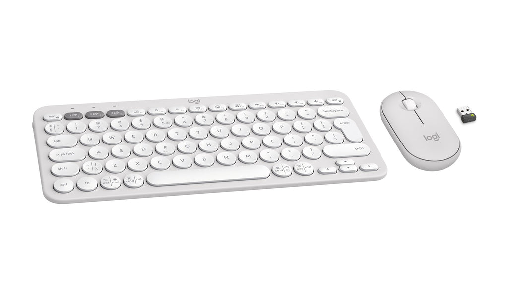 Logitech 920-012240 keyboard Mouse included Universal RF Wireless + Bluetooth QWERTY US International White