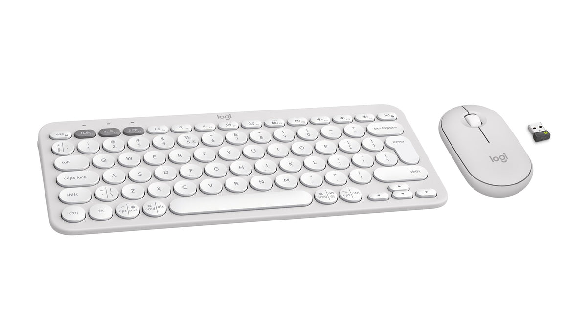 Logitech 920-012240 keyboard Mouse included Universal RF Wireless + Bluetooth QWERTY US International White