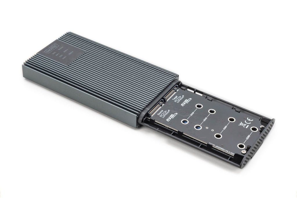 DIGITUS Storage Enclosure 20 Gbps, Clone Function, Aluminum, Tool-Free - M.2 NVMe - USB-C 3.2 (DA-71559) 430C
