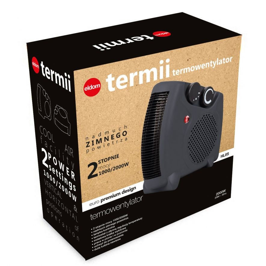ELDOM Electric Space Heater HL8C/G 2000 W Indoor Grey