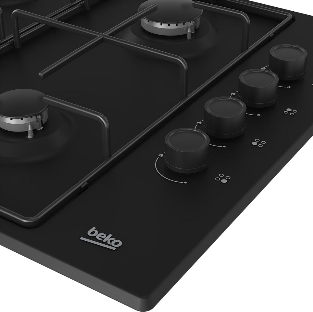 Beko HIBG64120SB 60 cm Gas Hob with Side Knob Controls