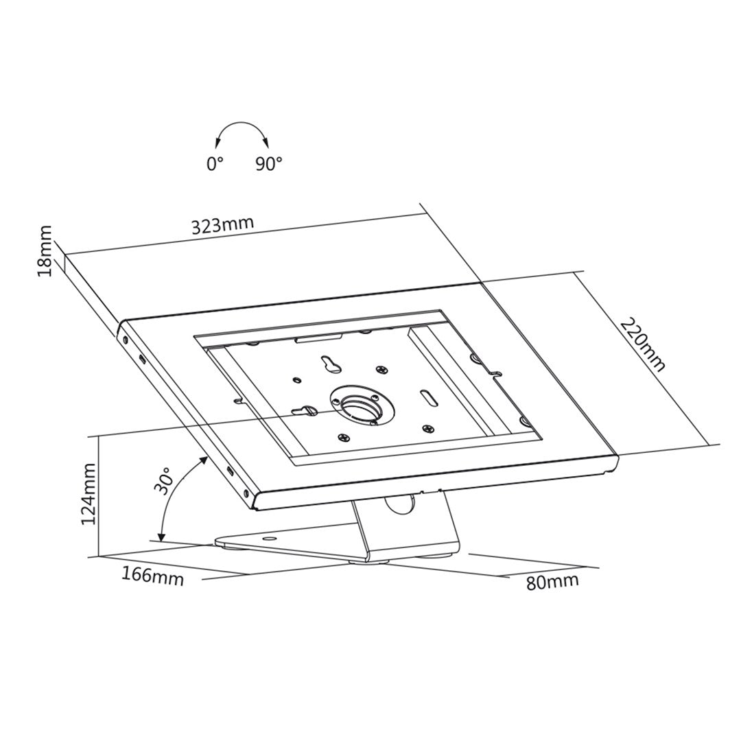 Maclean Tablet Wall Mount Stand for 10.1-10.5" Devices - 90° Rotation - Model MC-909W
