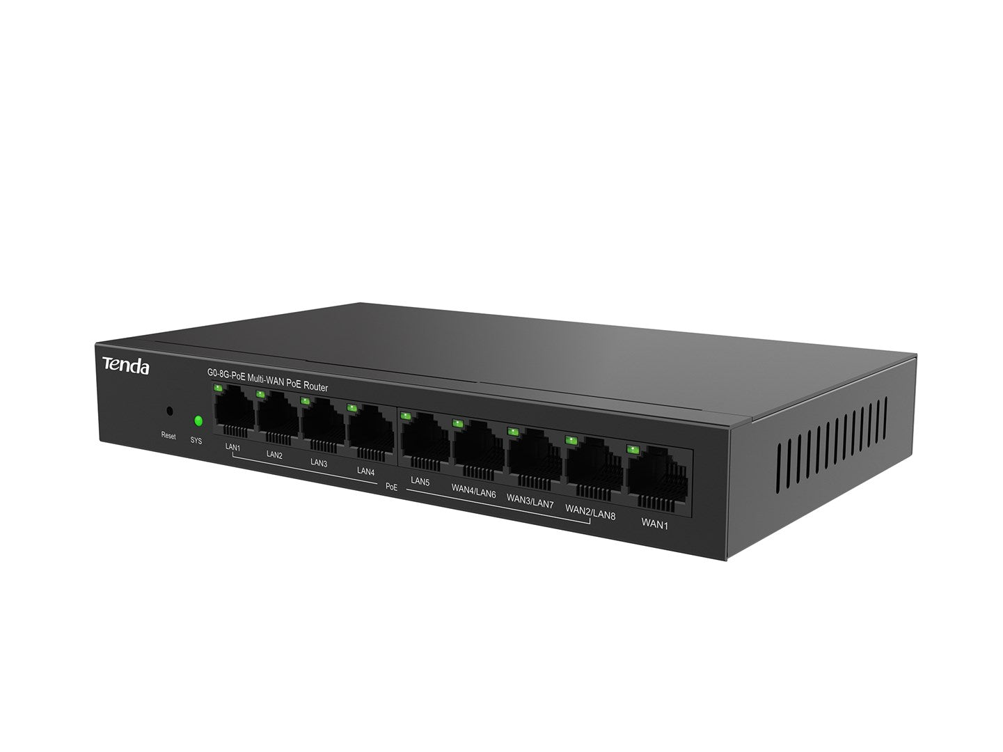 Tenda G0-8 G-PoE Wired Router Gigabit Ethernet Black G0-8G-PoE