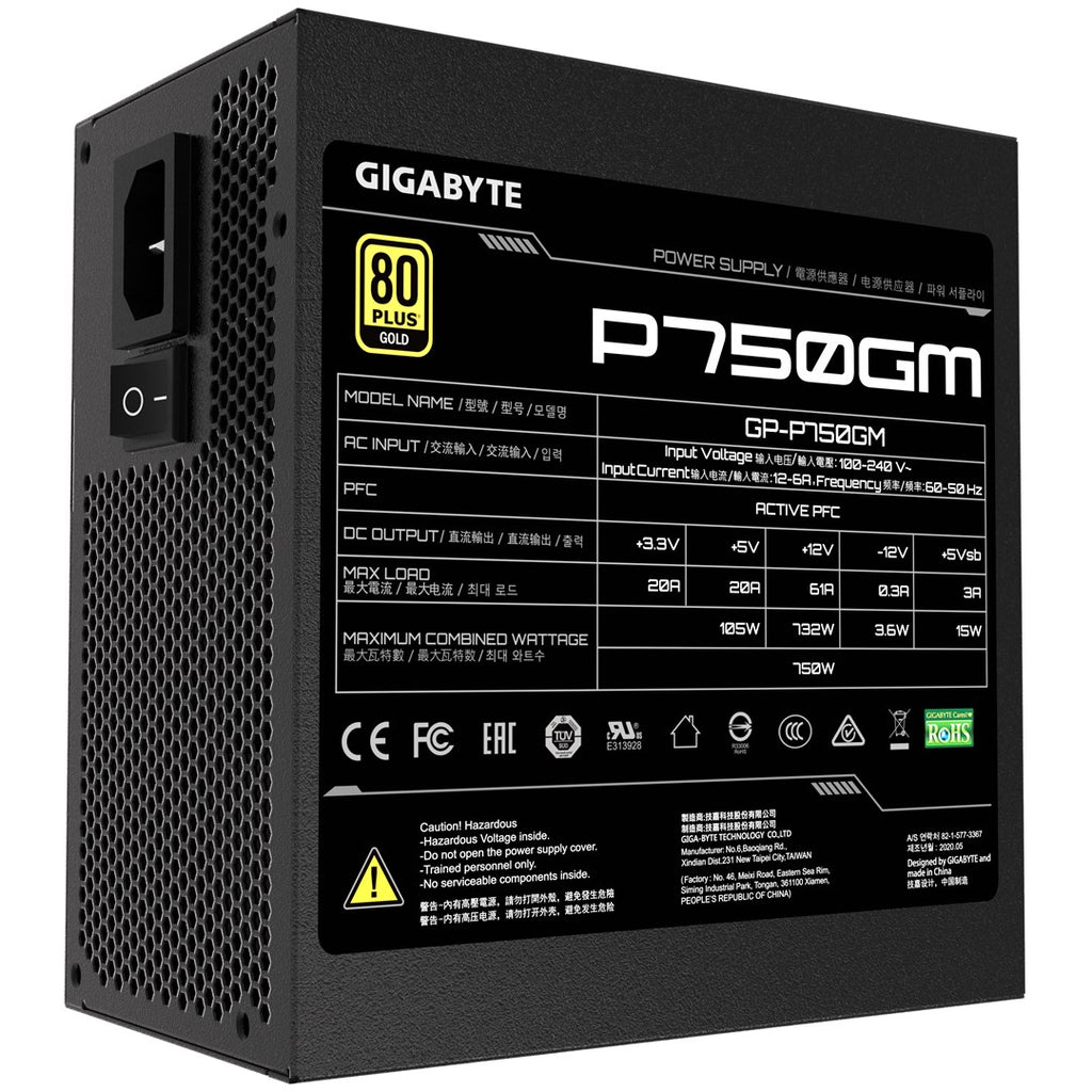 Gigabyte P750GM 750W Power Supply Unit 20+4 pin ATX Black