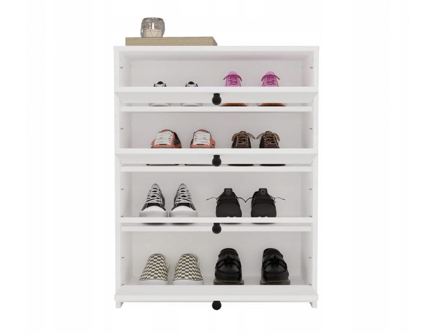 LOKA Shoe Cabinet White 4 Hinged Doors Model LOKA