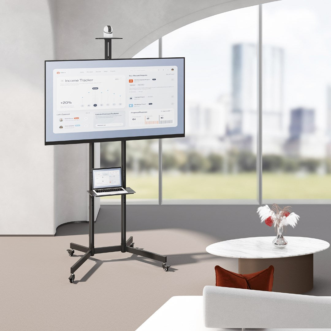 Maclean TV stand/ cart camera shelf on wheels 37-70 max load 45 kg/5 kg shelf max. VESA 600x400 MC-113 B 45kg/5kg