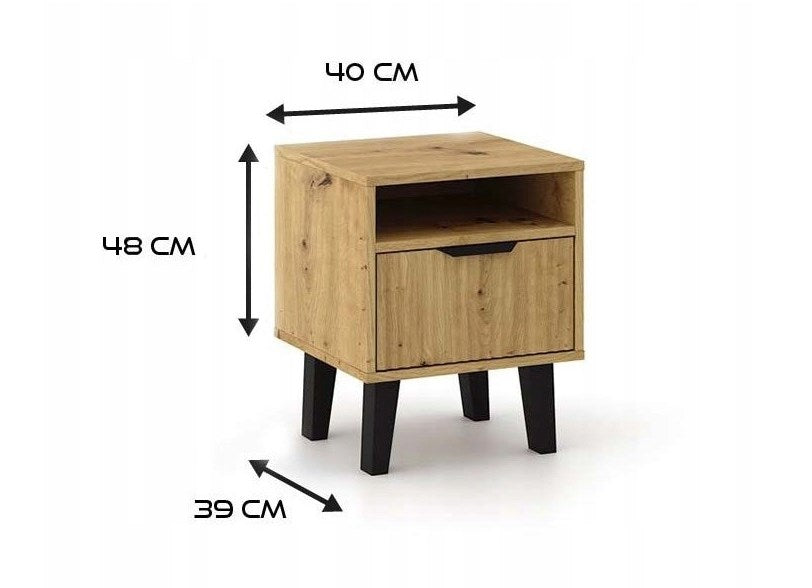 SCANDI 1S Slim Nightstand Artisan Oak