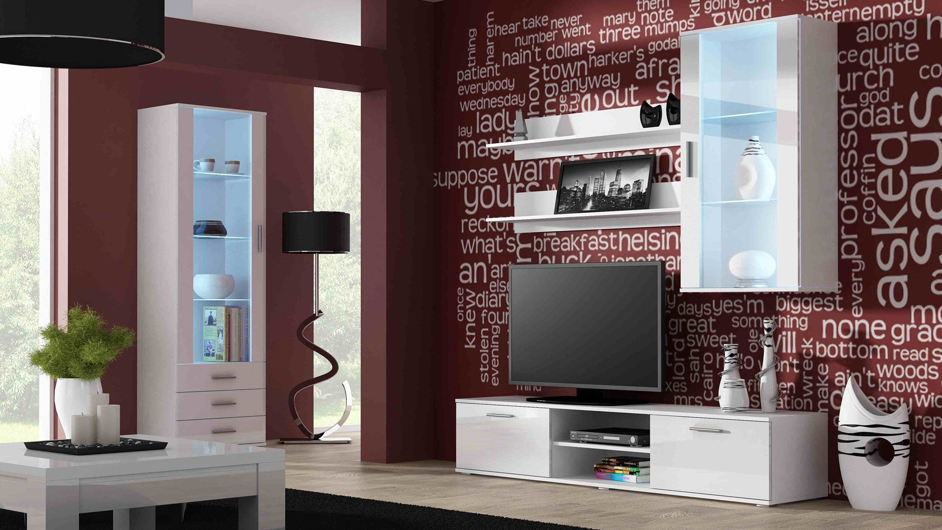 Cama Display Cabinet SOHO S1 White/White Gloss