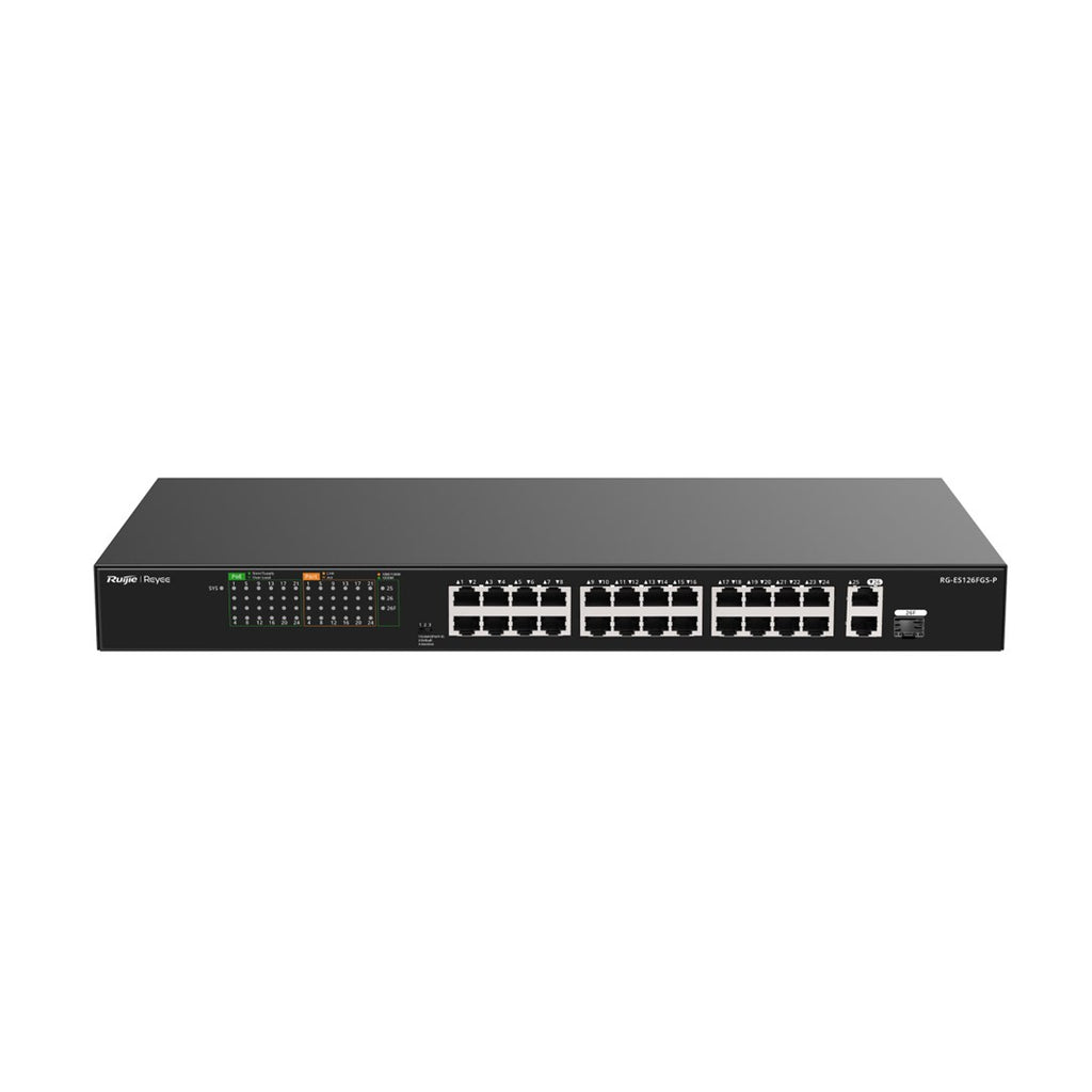 Ruijie RG-ES126FGS-P Unmanaged L2 Gigabit Ethernet POE Switch Black