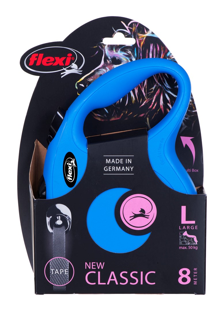 Flexi New Classic L Tape 8 m - Blue Retractable Leash (CL30T8-251-BL-20)
