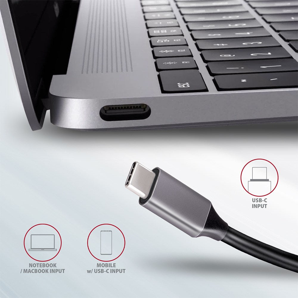 AXAGON HMC-5 USB 3.2 Gen 1 Hub 2x USB-A, HDMI, SD/microSD, PD 100W 20 cm USB-C Cable