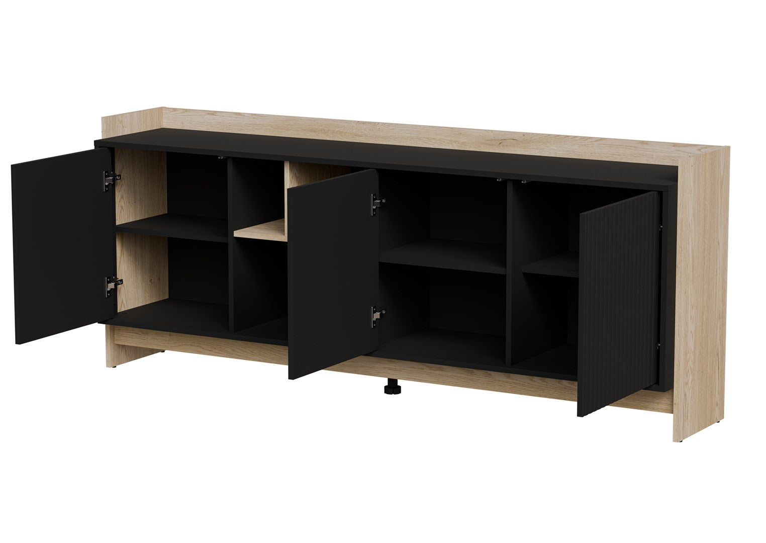 Cama PORTO 3D Chest of Drawers 190 x 38 x 77 cm Oak/Black 190x38x77