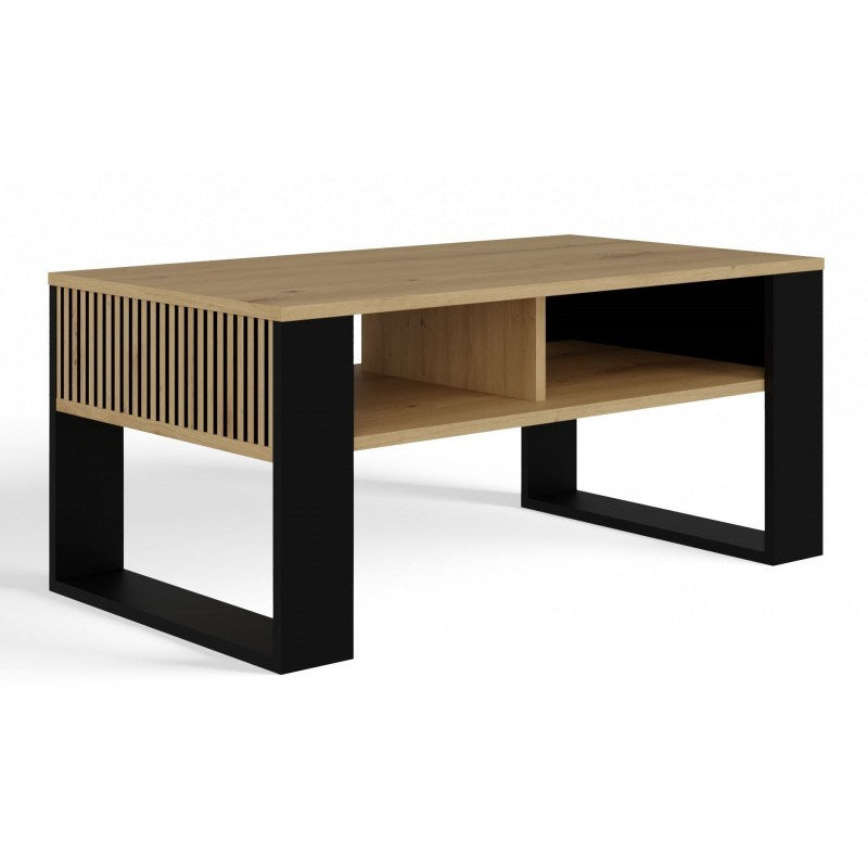 MODERN 2P Slim Coffee Table Artisan Oak/Black with Black Legs - Model: MODERN 2P SLIM