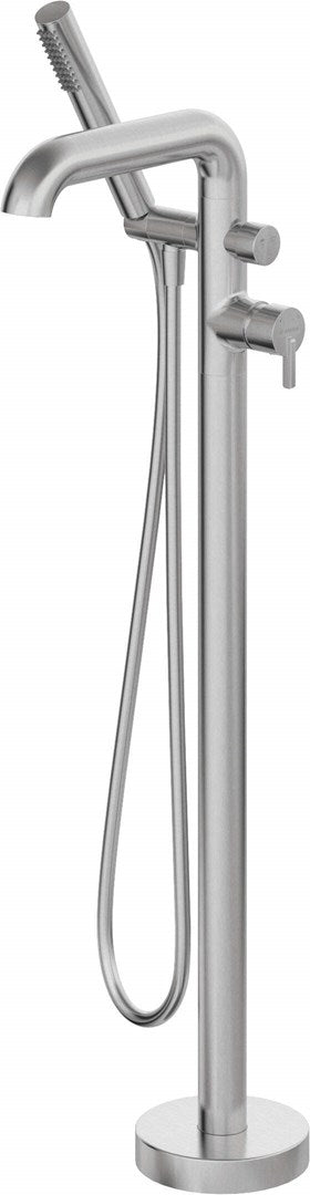 Silia Freestanding Bathtub Mixer Brushed Steel Single-Lever with Shower Set