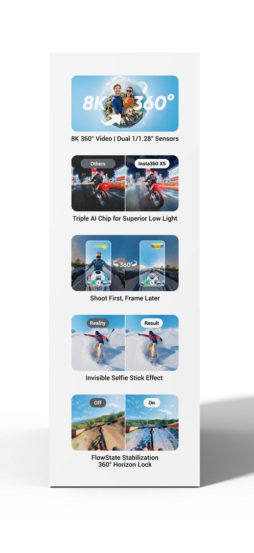 Insta360 X5 Bundle action sports camera 72 MP 8K Ultra HD 25.4 / 1.28 mm (1 / 1.28 ) Wi-Fi 200 g