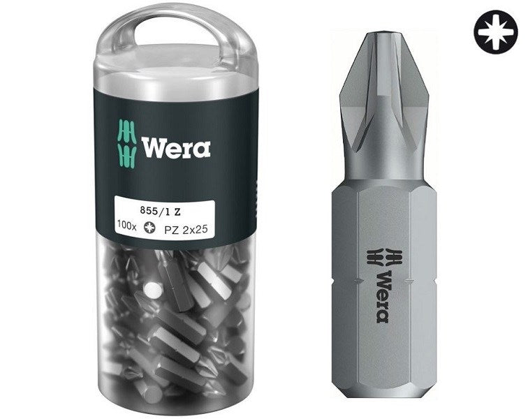 Wera Screwdriver Bit Set 855/1 Z DIY - PZ2 - Pack of 100
