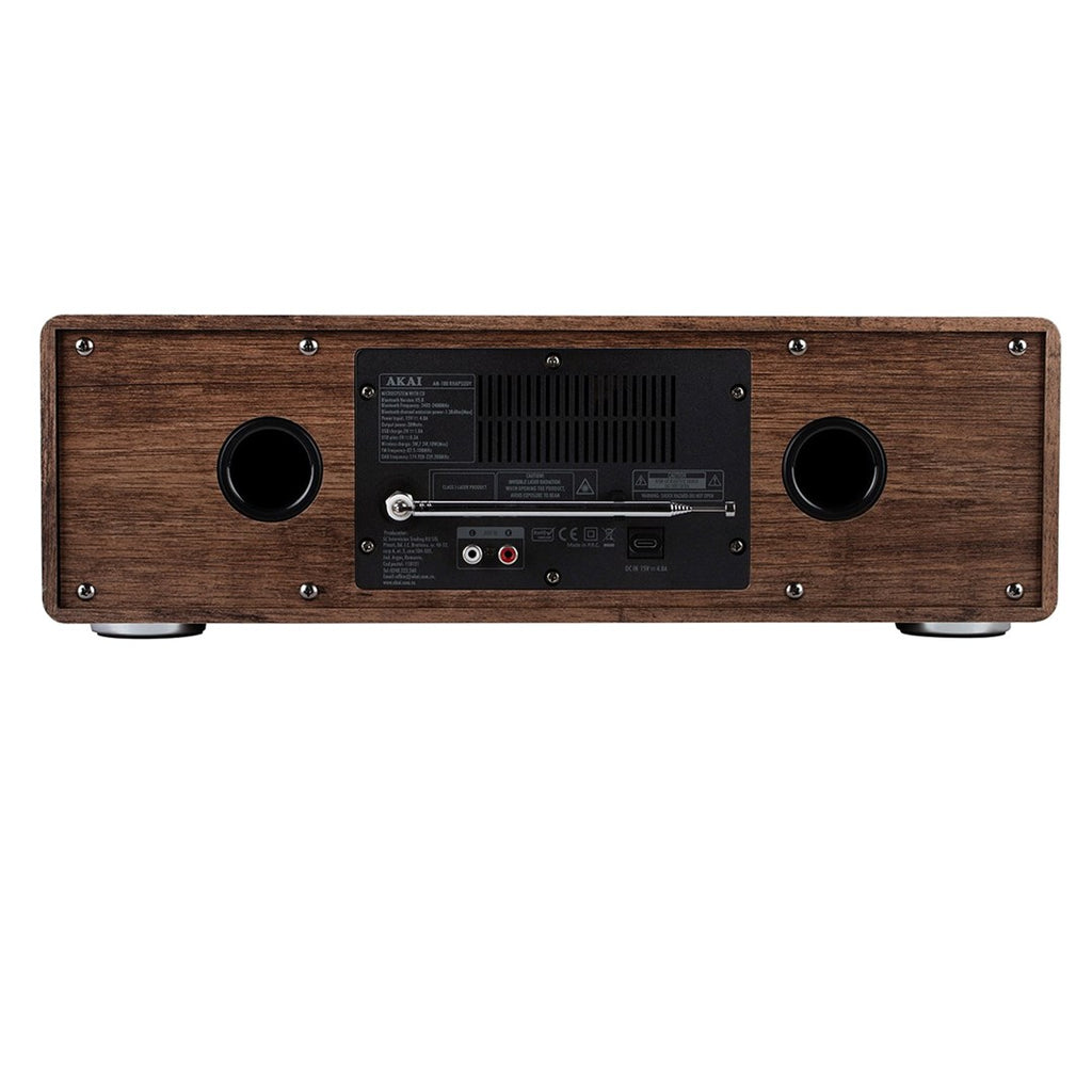 AKAI AM-100 RHAPSODY Stereo System - 30W RMS, Bluetooth 5.0, DAB+/FM, CD/USB, AUX