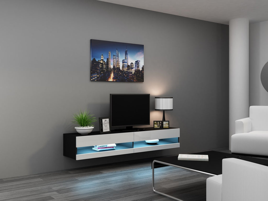 Cama VIGO NEW TV Stand 180x30x40 Black/White Gloss