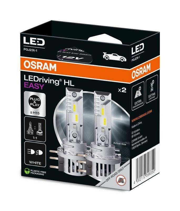 OSRAM LIGHT LED EASY H15 12V 23W Set of 2 Bulbs 120 g 102x122x50mm 64176DWESY2-2HB