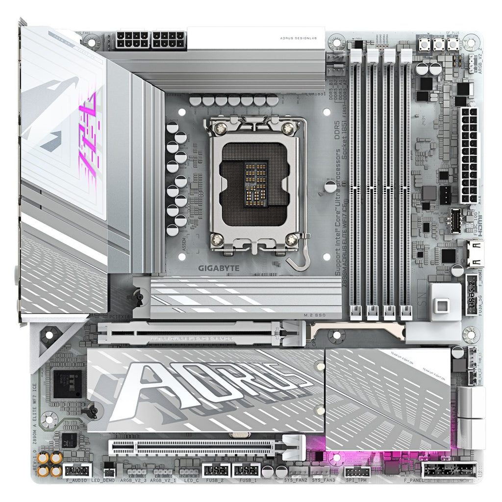 GIGABYTE AORUS Z890M ELITE WIFI7 ICE - Motherboard - micro ATX - LGA1851 socket - Z890 chipset - USB4, USB-C 3.2 Gen2, USB 3.2