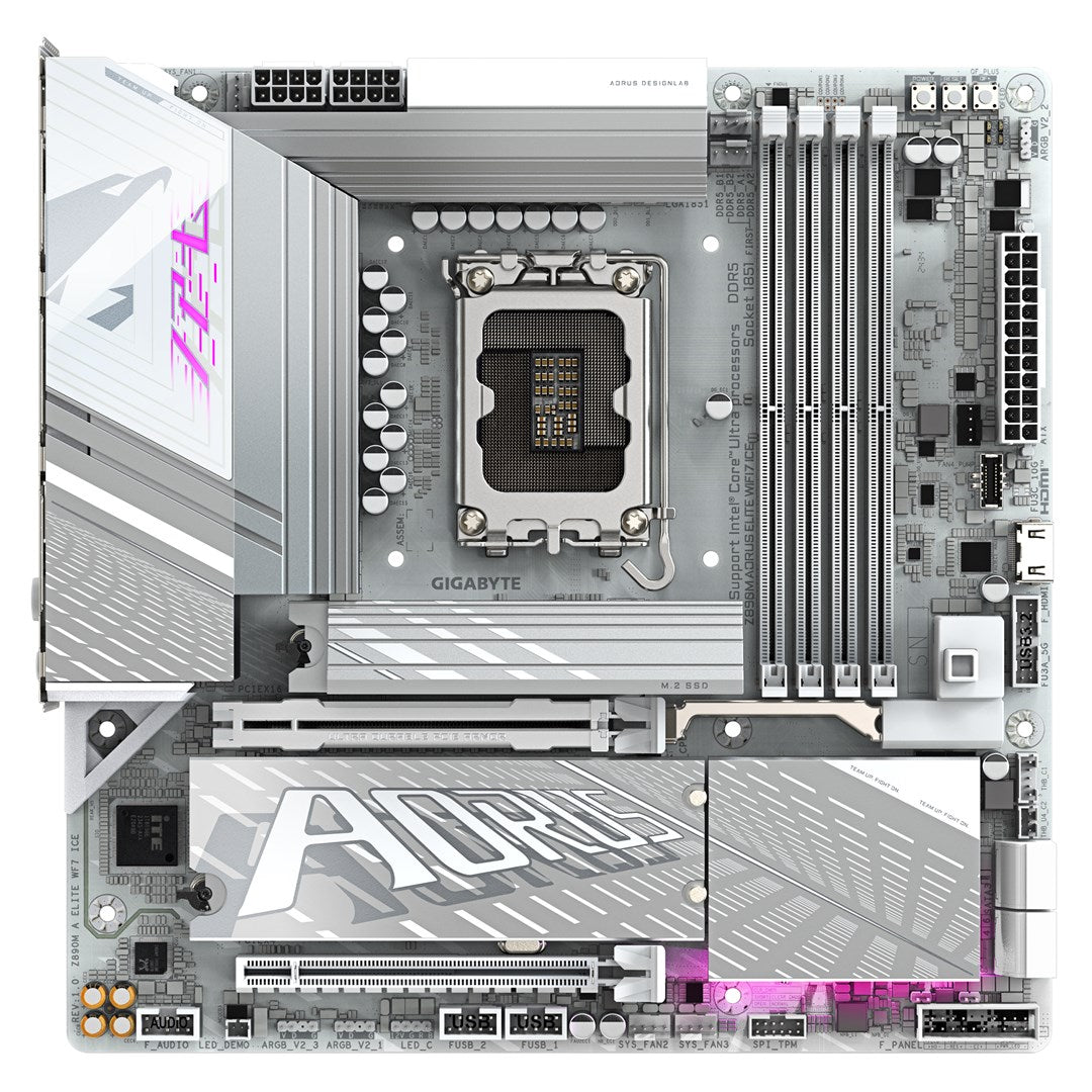 GIGABYTE AORUS Z890M ELITE WIFI7 ICE - Motherboard - micro ATX - LGA1851 socket - Z890 chipset - USB4, USB-C 3.2 Gen2, USB 3.2