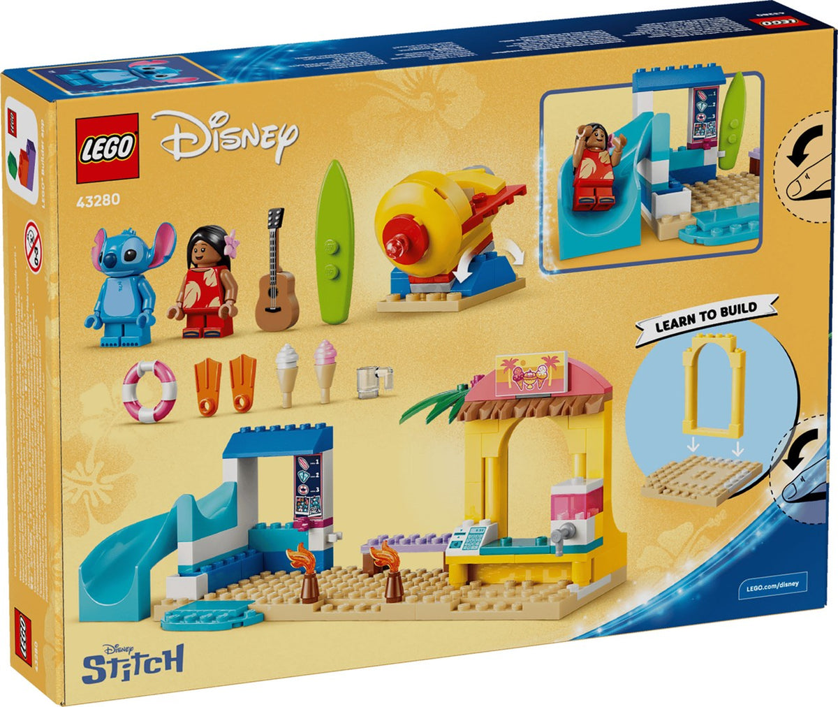 LEGO DISNEY Beach Fun with Lilo & Stitch 43280 Building Blocks 113 Pieces Ages 4+