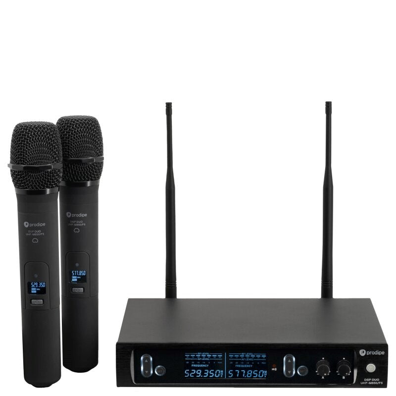 PRODIPE Wireless Microphone System M850DUO - 2 Handheld Microphones, UHF, 100 Frequencies