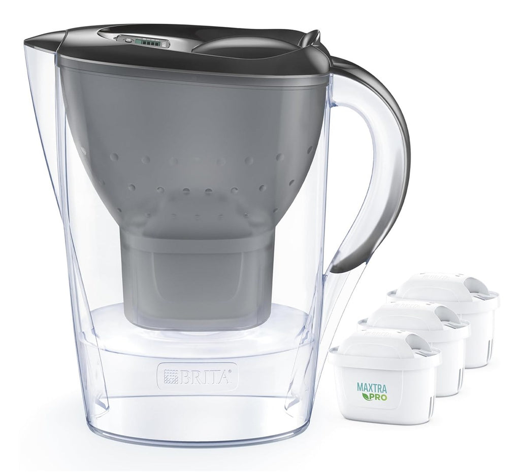 BRITA Marella + 3 Maxtra Pro Water Filter Pitcher 2.4 L Transparent, Grey | Model 33968